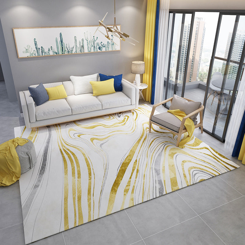 Luxe Postmodern Rug Multi-Color Flows Pattern Rug Stain Resistant Machine Washable Anti-Slip Backing Rug for Lounge Yellow Clearhalo 'Area Rug' 'Modern' 'Rugs' Rug' 2184460