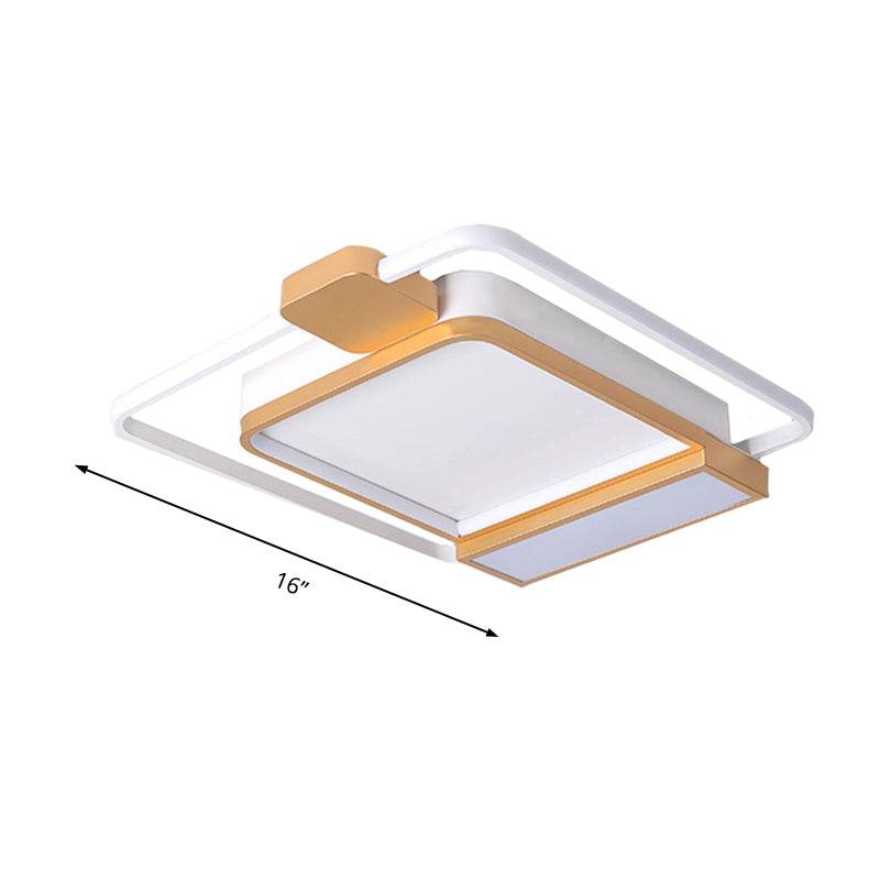 16"/19.5" W Acrylic Square Ceiling Light Fixture Contemporary Gold/Black LED Flush Mount Lighting for Bedroom, White Light Clearhalo 'Ceiling Lights' 'Close To Ceiling Lights' 'Close to ceiling' 'Flush mount' Lighting' 218447
