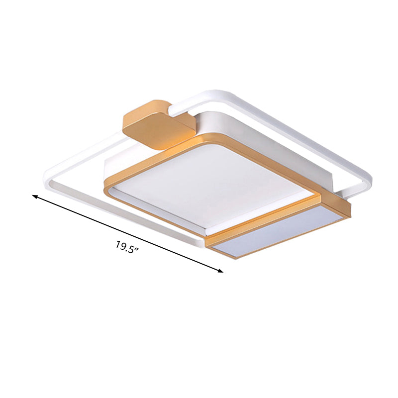 16"/19.5" W Acrylic Square Ceiling Light Fixture Contemporary Gold/Black LED Flush Mount Lighting for Bedroom, White Light Clearhalo 'Ceiling Lights' 'Close To Ceiling Lights' 'Close to ceiling' 'Flush mount' Lighting' 218448