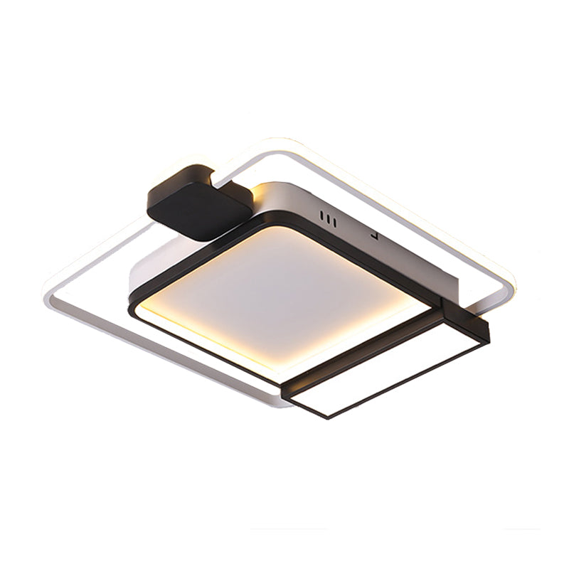 16"/19.5" W Acrylic Square Ceiling Light Fixture Contemporary Gold/Black LED Flush Mount Lighting for Bedroom, White Light Clearhalo 'Ceiling Lights' 'Close To Ceiling Lights' 'Close to ceiling' 'Flush mount' Lighting' 218451