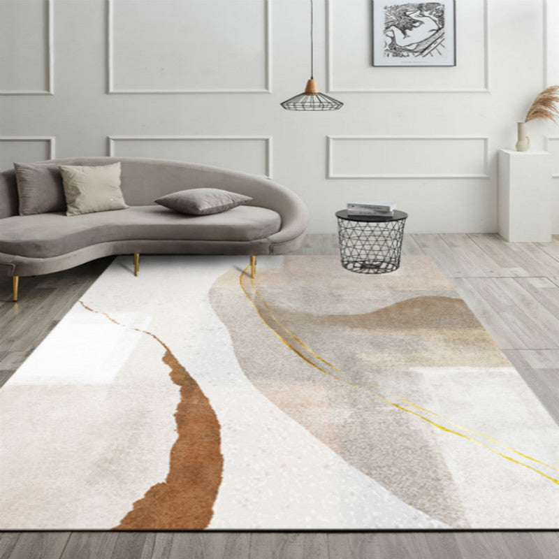 Simplicity Modern Rug Multicolor Abstract Area Carpet Stain Resistant Non-Slip Washable Rug for Great Room Khaki-White Clearhalo 'Area Rug' 'Modern' 'Rugs' Rug' 2184511