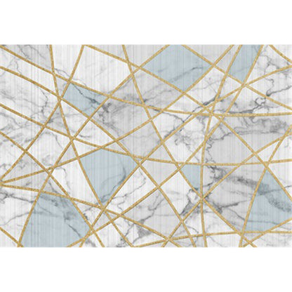 Aesthetics Multi Color Modern Rug Polypropylene Marble with Gold Lines Print Rug Machine Wash Pet Friendly Anti-Slip Rug for Home Blue Clearhalo 'Area Rug' 'Modern' 'Rugs' Rug' 2184518
