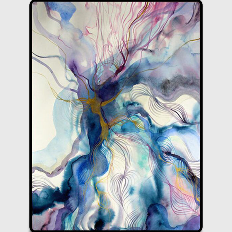 Decorative Abstract Watercolor Rug Purple and Blue Modern Rug Polypropylene Washable Stain Resistant Anti-Slip Backing Rug for Home Purplish Blue Clearhalo 'Area Rug' 'Modern' 'Rugs' Rug' 2184541