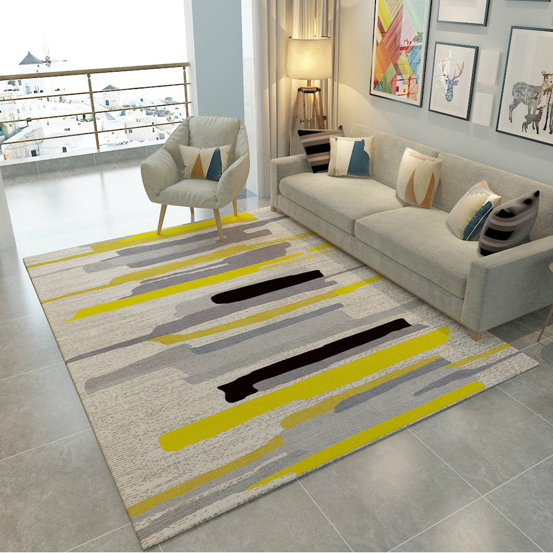 Nordic Color Block Patterned Rug Multi-Color Polyester Carpet Stain Resistant Non-Slip Backing Pet Friendly Rug for Family Room Yellow Clearhalo 'Area Rug' 'Modern' 'Rugs' Rug' 2184591