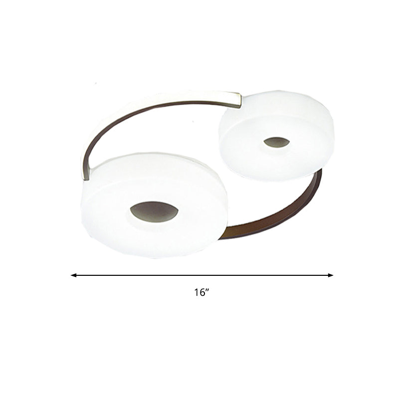 Minimal Donut Flush Mount Ceiling Light 16"/19.5" Dia Coffee LED Bedroom Ceiling Mounted Fixture with Acrylic Lampshade, White Light Clearhalo 'Ceiling Lights' 'Close To Ceiling Lights' 'Close to ceiling' 'Flush mount' Lighting' 218462