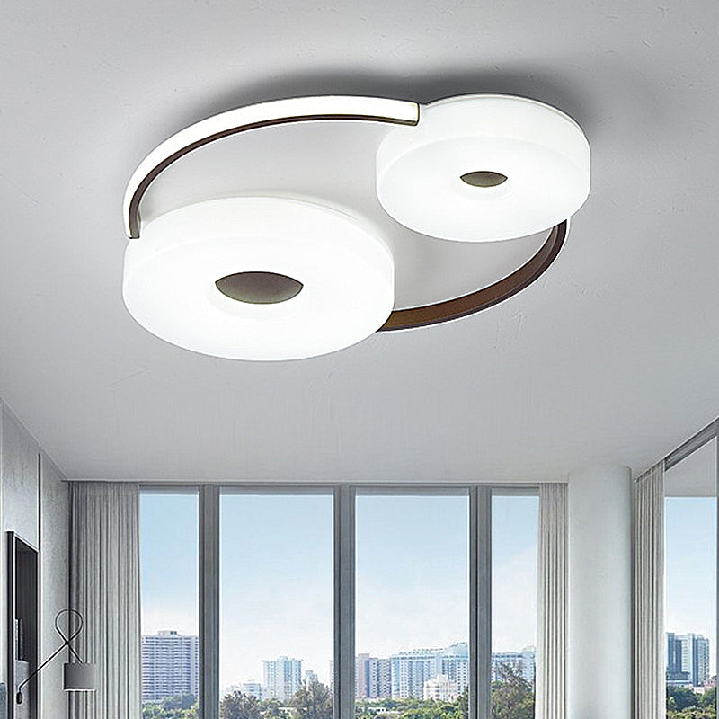 Minimal Donut Flush Mount Ceiling Light 16"/19.5" Dia Coffee LED Bedroom Ceiling Mounted Fixture with Acrylic Lampshade, White Light Coffee 19.5" Clearhalo 'Ceiling Lights' 'Close To Ceiling Lights' 'Close to ceiling' 'Flush mount' Lighting' 218463