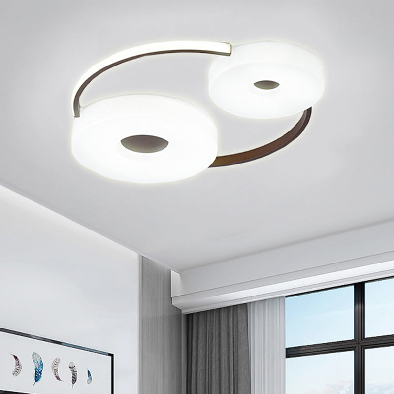 Minimal Donut Flush Mount Ceiling Light 16"/19.5" Dia Coffee LED Bedroom Ceiling Mounted Fixture with Acrylic Lampshade, White Light Coffee 16" Clearhalo 'Ceiling Lights' 'Close To Ceiling Lights' 'Close to ceiling' 'Flush mount' Lighting' 218464