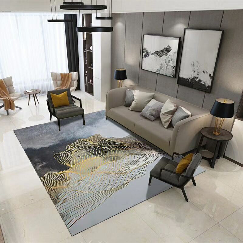 Classy Flowing Watercolor Rug Multi Color Asian Style Rug Polyester Anti-Slip Backing Washable Pet Friendly Rug for Decoration Gold Clearhalo 'Area Rug' 'Rug' 2184658