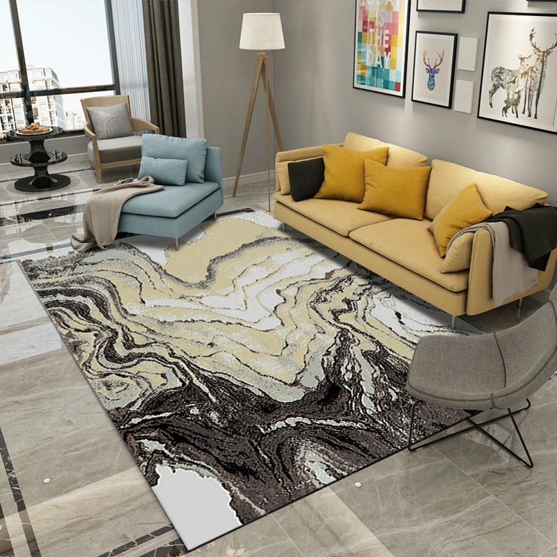 Classy Flowing Watercolor Rug Multi Color Asian Style Rug Polyester Anti-Slip Backing Washable Pet Friendly Rug for Decoration Beige Clearhalo 'Area Rug' 'Rug' 2184663