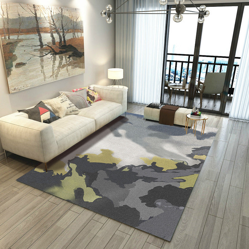 Classy Flowing Watercolor Rug Multi Color Asian Style Rug Polyester Anti-Slip Backing Washable Pet Friendly Rug for Decoration Gray-White Clearhalo 'Area Rug' 'Rug' 2184664