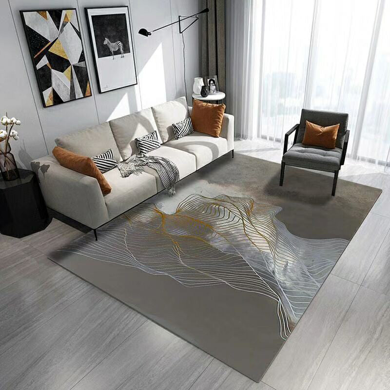 Classy Flowing Watercolor Rug Multi Color Asian Style Rug Polyester Anti-Slip Backing Washable Pet Friendly Rug for Decoration Grey Clearhalo 'Area Rug' 'Rug' 2184665