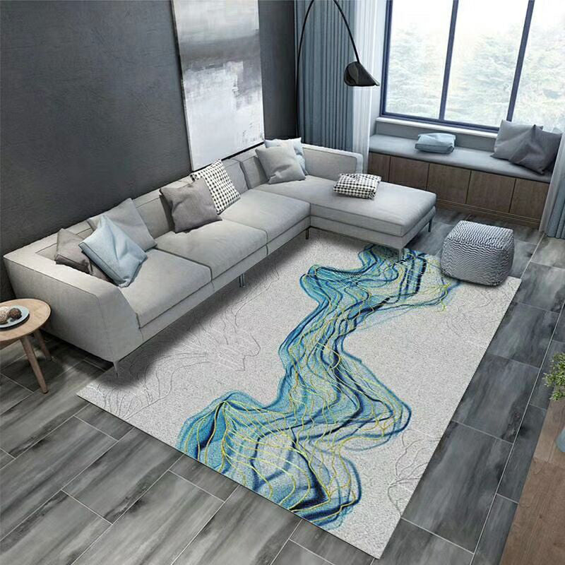 Classy Flowing Watercolor Rug Multi Color Asian Style Rug Polyester Anti-Slip Backing Washable Pet Friendly Rug for Decoration Aqua Clearhalo 'Area Rug' 'Rug' 2184679