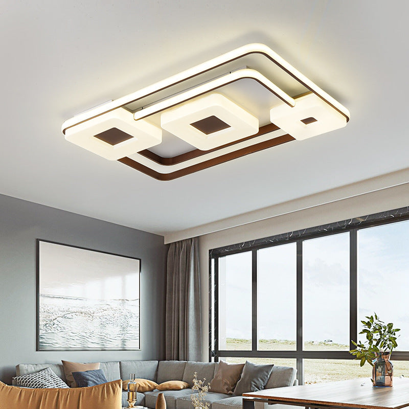 Coffee Square/Rectangular LED Flush Mount Lamp 16"/19.5"/35.5" Wide Acrylic Living Room Ceiling Mounted Light, White Light Coffee 35.5" Clearhalo 'Ceiling Lights' 'Close To Ceiling Lights' 'Close to ceiling' 'Flush mount' Lighting' 218469