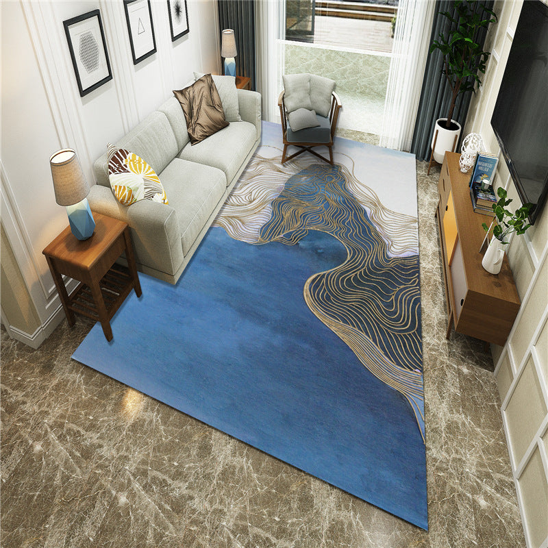 New Chinoiserie Area Rug Multi Colored Abstract Wave Rug Stain Resistant Washable Anti-Slip Backing Rug for Lounge Clearhalo 'Area Rug' 'Rug' 2184699
