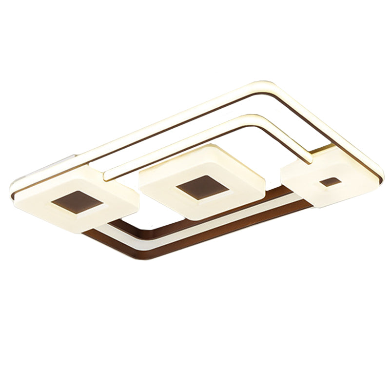 Coffee Square/Rectangular LED Flush Mount Lamp 16"/19.5"/35.5" Wide Acrylic Living Room Ceiling Mounted Light, White Light Clearhalo 'Ceiling Lights' 'Close To Ceiling Lights' 'Close to ceiling' 'Flush mount' Lighting' 218470