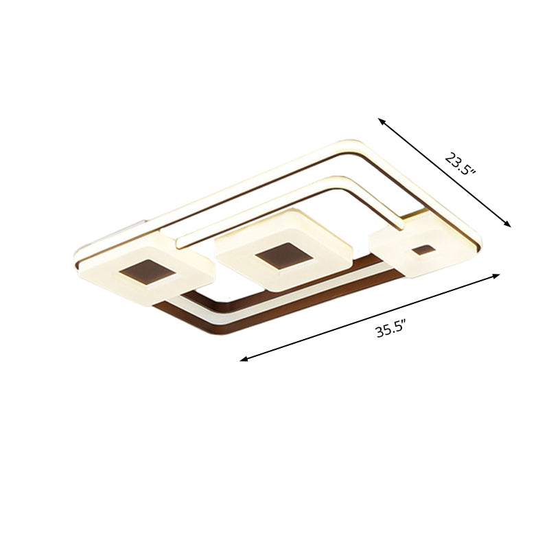 Coffee Square/Rectangular LED Flush Mount Lamp 16"/19.5"/35.5" Wide Acrylic Living Room Ceiling Mounted Light, White Light Clearhalo 'Ceiling Lights' 'Close To Ceiling Lights' 'Close to ceiling' 'Flush mount' Lighting' 218471