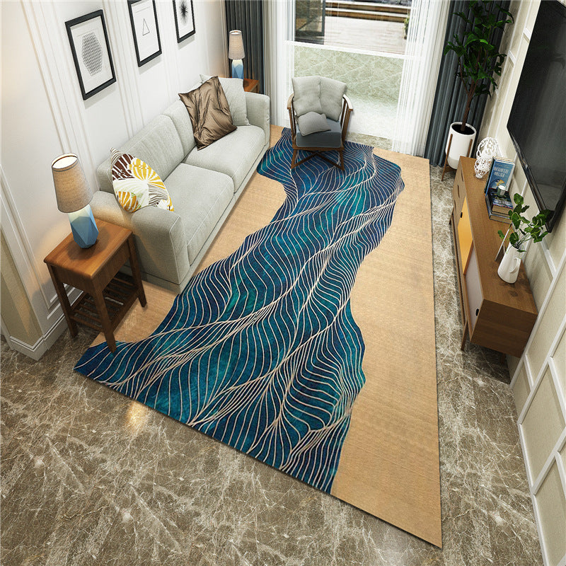 New Chinoiserie Area Rug Multi Colored Abstract Wave Rug Stain Resistant Washable Anti-Slip Backing Rug for Lounge Clearhalo 'Area Rug' 'Rug' 2184713