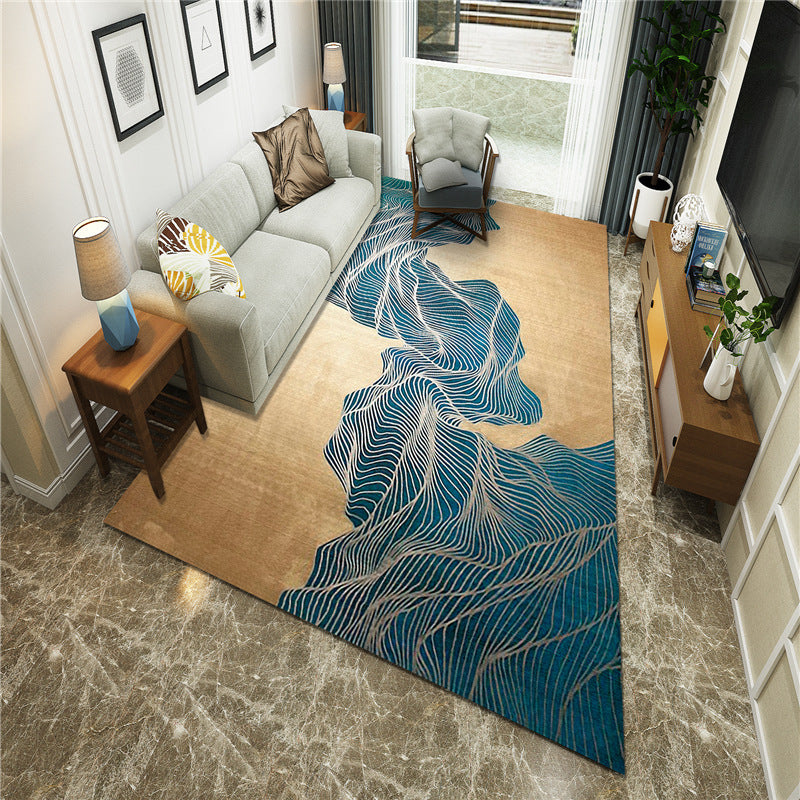 New Chinoiserie Area Rug Multi Colored Abstract Wave Rug Stain Resistant Washable Anti-Slip Backing Rug for Lounge Clearhalo 'Area Rug' 'Rug' 2184714