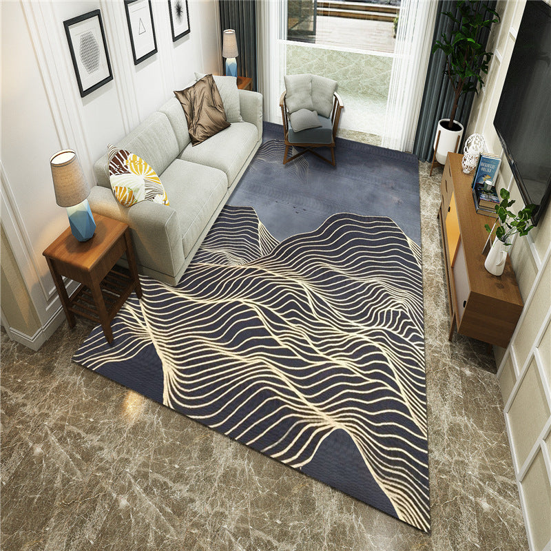 New Chinoiserie Area Rug Multi Colored Abstract Wave Rug Stain Resistant Washable Anti-Slip Backing Rug for Lounge Clearhalo 'Area Rug' 'Rug' 2184719