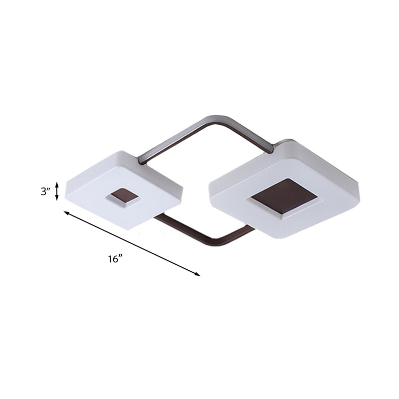 Coffee Square/Rectangular LED Flush Mount Lamp 16"/19.5"/35.5" Wide Acrylic Living Room Ceiling Mounted Light, White Light Clearhalo 'Ceiling Lights' 'Close To Ceiling Lights' 'Close to ceiling' 'Flush mount' Lighting' 218474