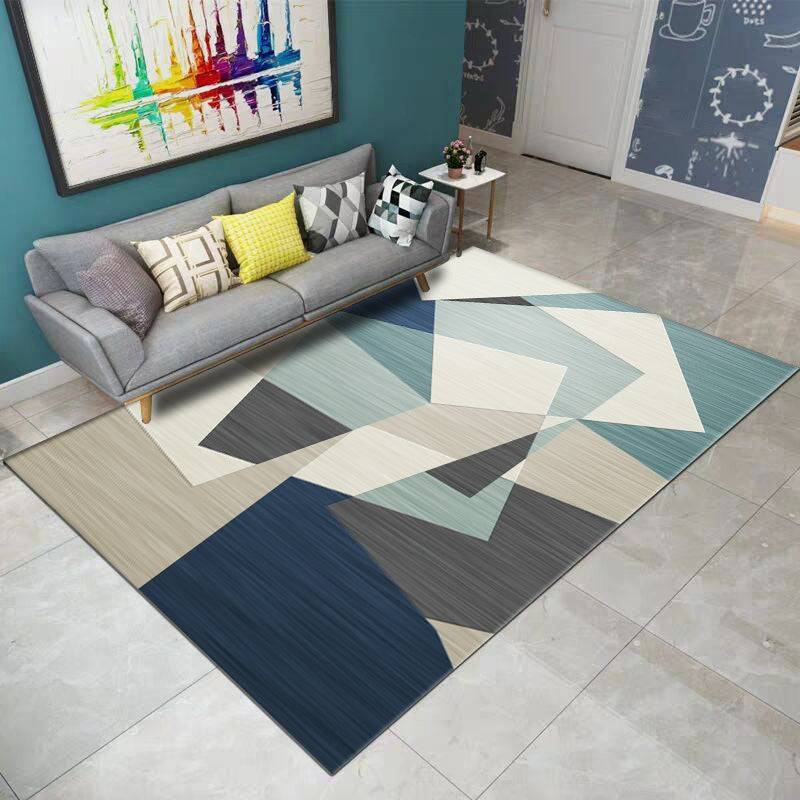Pretty Nordic Style Rug Multicolor Geometric Color Block Rug Machine Washable Stain Resistant Anti-Slip Rug for Great Room Lake Green Clearhalo 'Area Rug' 'Modern' 'Rugs' Rug' 2184790