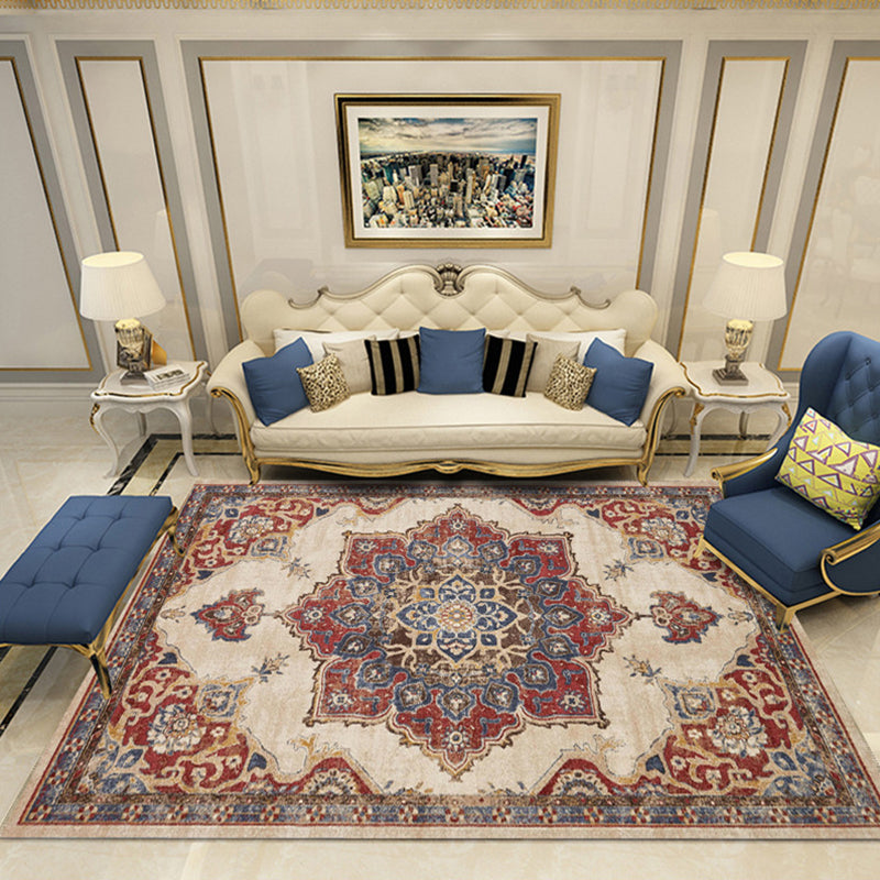 Nostalgia Chamber Area Rug Multi Colored Jacquard Carpet Synthetics Pet Friendly Anti-Slip Backing Machine Washable Rug Gray-Red Clearhalo 'Area Rug' 'Rugs' 'Shabby Chic' Rug' 2184816