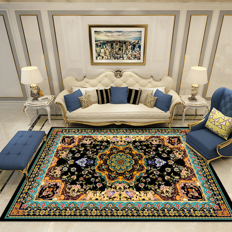 Nostalgia Chamber Area Rug Multi Colored Jacquard Carpet Synthetics Pet Friendly Anti-Slip Backing Machine Washable Rug Orange-Red Clearhalo 'Area Rug' 'Rugs' 'Shabby Chic' Rug' 2184830