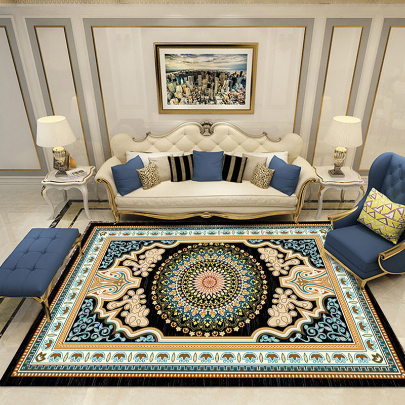 Nostalgia Chamber Area Rug Multi Colored Jacquard Carpet Synthetics Pet Friendly Anti-Slip Backing Machine Washable Rug Dark Beige Clearhalo 'Area Rug' 'Rugs' 'Shabby Chic' Rug' 2184834