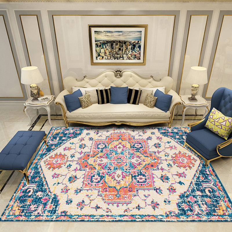 Nostalgia Chamber Area Rug Multi Colored Jacquard Carpet Synthetics Pet Friendly Anti-Slip Backing Machine Washable Rug Yellow-Red Clearhalo 'Area Rug' 'Rugs' 'Shabby Chic' Rug' 2184838