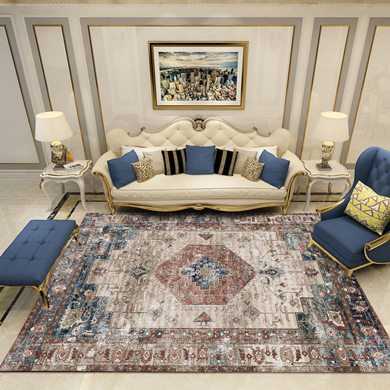 Nostalgia Chamber Area Rug Multi Colored Jacquard Carpet Synthetics Pet Friendly Anti-Slip Backing Machine Washable Rug White Clearhalo 'Area Rug' 'Rugs' 'Shabby Chic' Rug' 2184846