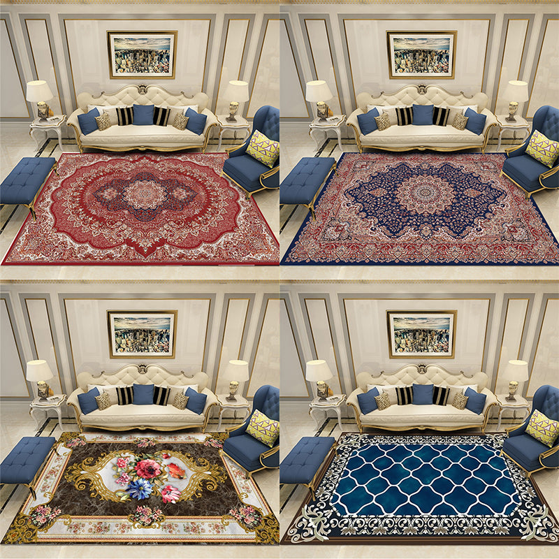 European Style Print Rug Multi Color Classic Carpet Polypropylene Washable Stain Resistant Non-Slip Backing Rug for Lounge Clearhalo 'Area Rug' 'Rugs' 'Shabby Chic' Rug' 2184849