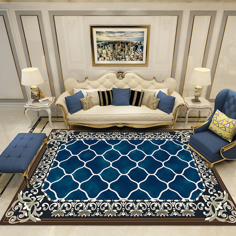 European Style Print Rug Multi Color Classic Carpet Polypropylene Washable Stain Resistant Non-Slip Backing Rug for Lounge Blue Clearhalo 'Area Rug' 'Rugs' 'Shabby Chic' Rug' 2184855