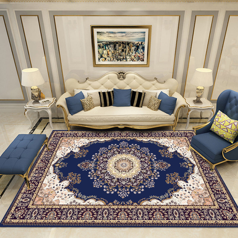 European Style Print Rug Multi Color Classic Carpet Polypropylene Washable Stain Resistant Non-Slip Backing Rug for Lounge Dark Blue Clearhalo 'Area Rug' 'Rugs' 'Shabby Chic' Rug' 2184859