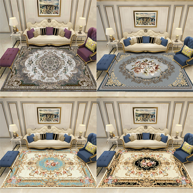 Grandeur Multicolor Victorian Rug Polyester Floral Printed Rug Pet Friendly Washable Anti-Slip Rug for Living Room Clearhalo 'Area Rug' 'Rugs' 'Shabby Chic' Rug' 2184883