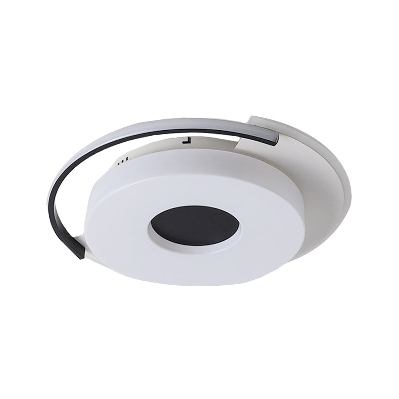 Round/Square Bedroom Flush Ceiling Light Simple 16"/19.5" Wide Acrylic Shaded Black and White Flush Light Fixture in White Light Clearhalo 'Ceiling Lights' 'Close To Ceiling Lights' 'Close to ceiling' 'Flush mount' Lighting' 218493