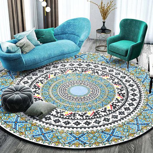 Chic Mandala Print Rug Multi Color Moroccan Carpet Polypropylene Stain Resistant Pet Friendly Non-Slip Backing Rug for Home Blue Clearhalo 'Area Rug' 'Moroccan' 'Rugs' Rug' 2184931