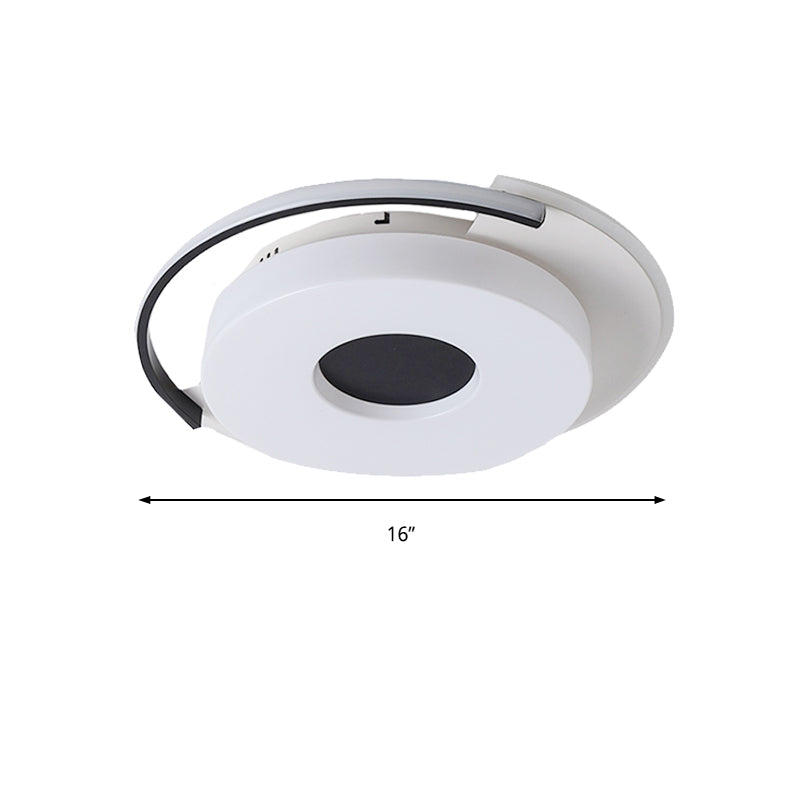 Round/Square Bedroom Flush Ceiling Light Simple 16"/19.5" Wide Acrylic Shaded Black and White Flush Light Fixture in White Light Clearhalo 'Ceiling Lights' 'Close To Ceiling Lights' 'Close to ceiling' 'Flush mount' Lighting' 218494