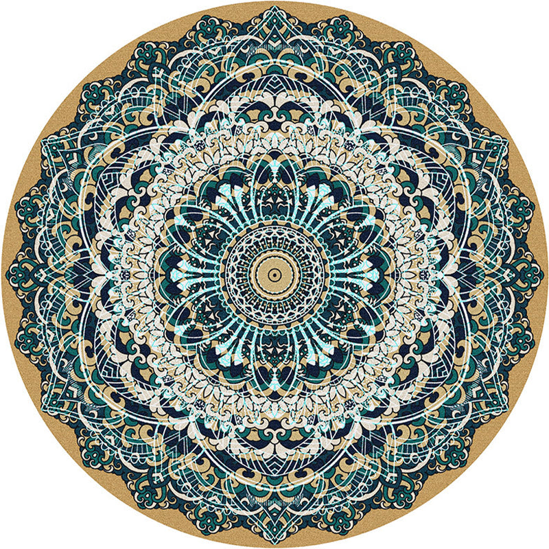 Multi-Colored Bedroom Area Rug Moroccan Mandala Print Rug Synthetics Non-Slip Backing Washable Stain Resistant Rug Lake Green Clearhalo 'Area Rug' 'Moroccan' 'Rugs' Rug' 2184965