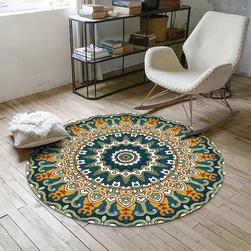 Aesthetics Mandala Rug Multi Color Moroccan Carpet Polyester Anti-Slip Backing Washable Stain Resistant Rug for Room Dark Green Clearhalo 'Area Rug' 'Moroccan' 'Rugs' Rug' 2184992