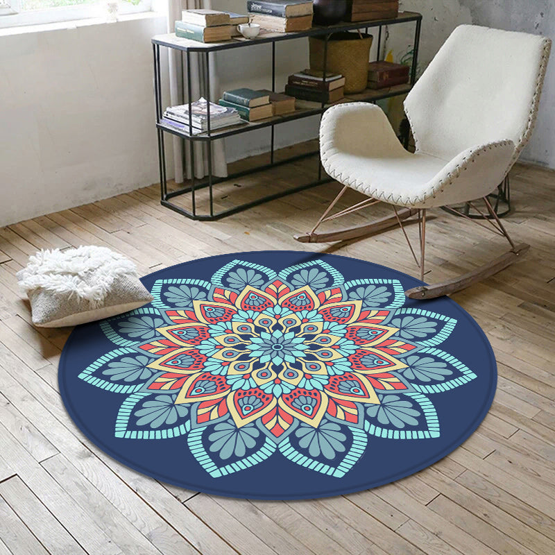 Aesthetics Mandala Rug Multi Color Moroccan Carpet Polyester Anti-Slip Backing Washable Stain Resistant Rug for Room Blue Clearhalo 'Area Rug' 'Moroccan' 'Rugs' Rug' 2184995
