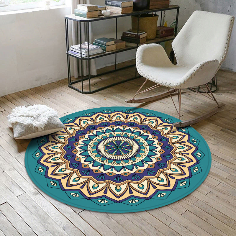 Aesthetics Mandala Rug Multi Color Moroccan Carpet Polyester Anti-Slip Backing Washable Stain Resistant Rug for Room Green Clearhalo 'Area Rug' 'Moroccan' 'Rugs' Rug' 2184996