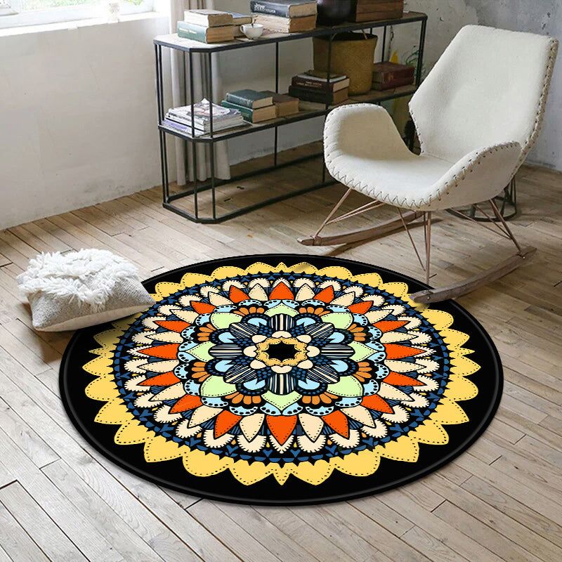 Aesthetics Mandala Rug Multi Color Moroccan Carpet Polyester Anti-Slip Backing Washable Stain Resistant Rug for Room Yellow Clearhalo 'Area Rug' 'Moroccan' 'Rugs' Rug' 2184997