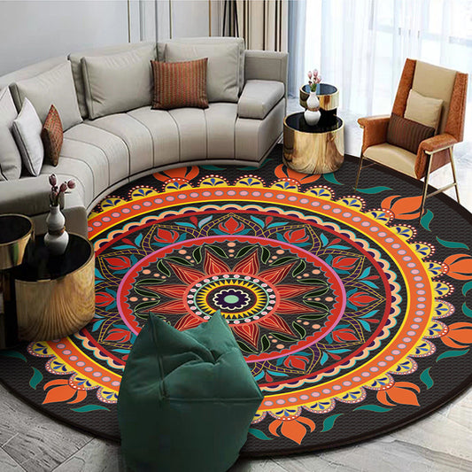 Exoticism Mandala Area Rug Multicolor Persian Carpet Synthetics Washable Pet Friendly Anti-Slip Rug for Living Room Yellow-Red Clearhalo 'Area Rug' 'Moroccan' 'Rugs' Rug' 2185017
