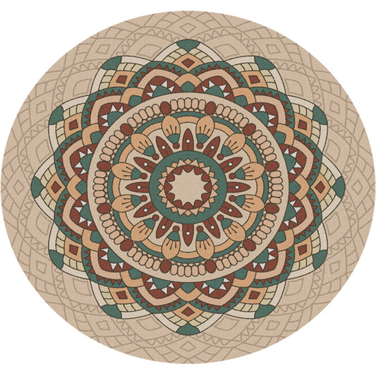 Persian Mandala Patterned Rug Multi-Color Polypropylene Rug Stain Resistant Machine Washable Non-Slip Rug for Home Decor Khaki Clearhalo 'Area Rug' 'Moroccan' 'Rugs' Rug' 2185021