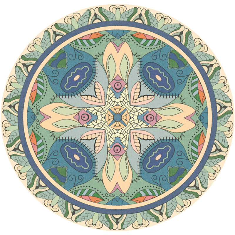 Persian Mandala Patterned Rug Multi-Color Polypropylene Rug Stain Resistant Machine Washable Non-Slip Rug for Home Decor Light Green Clearhalo 'Area Rug' 'Moroccan' 'Rugs' Rug' 2185023