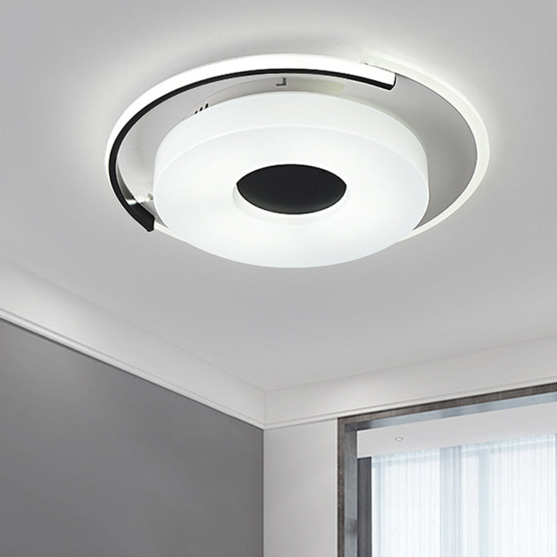 Round/Square Bedroom Flush Ceiling Light Simple 16"/19.5" Wide Acrylic Shaded Black and White Flush Light Fixture in White Light Black-White 19.5" Round Clearhalo 'Ceiling Lights' 'Close To Ceiling Lights' 'Close to ceiling' 'Flush mount' Lighting' 218503