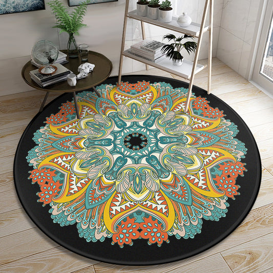 Multi Color Bedroom Rug Moroccan Floral Area Rug Synthetics Stain Resistant Washable Non-Slip Rug Lake Blue Clearhalo 'Area Rug' 'Moroccan' 'Rugs' Rug' 2185046