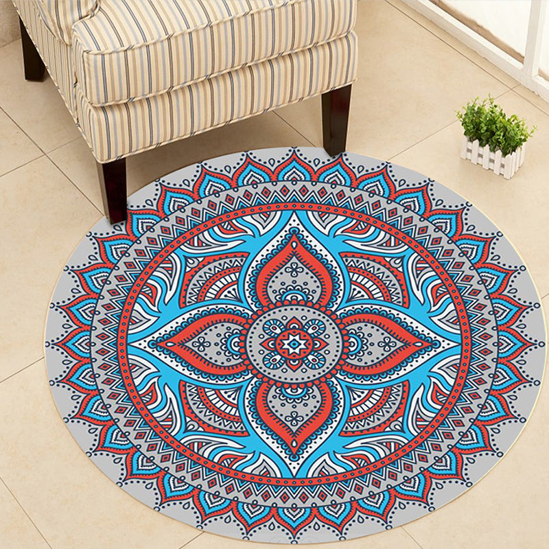 Art Deco Moroccan Rug Multi-Colored Mandala Rug Pet Friendly Machine Washable Anti-Slip Rug for Bedroom Orange Red Clearhalo 'Area Rug' 'Moroccan' 'Rugs' Rug' 2185074