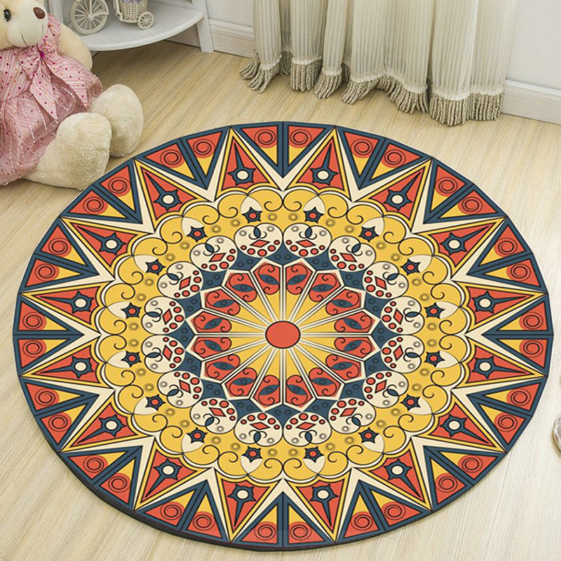 Art Deco Moroccan Rug Multi-Colored Mandala Rug Pet Friendly Machine Washable Anti-Slip Rug for Bedroom Clearhalo 'Area Rug' 'Moroccan' 'Rugs' Rug' 2185079