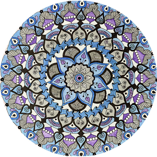 Classic Multi Color Moroccan Rug Synthetics Mandala Print Carpet Pet Friendly Anti-Slip Washable Rug for Home Sky Blue Clearhalo 'Area Rug' 'Moroccan' 'Rugs' Rug' 2185094